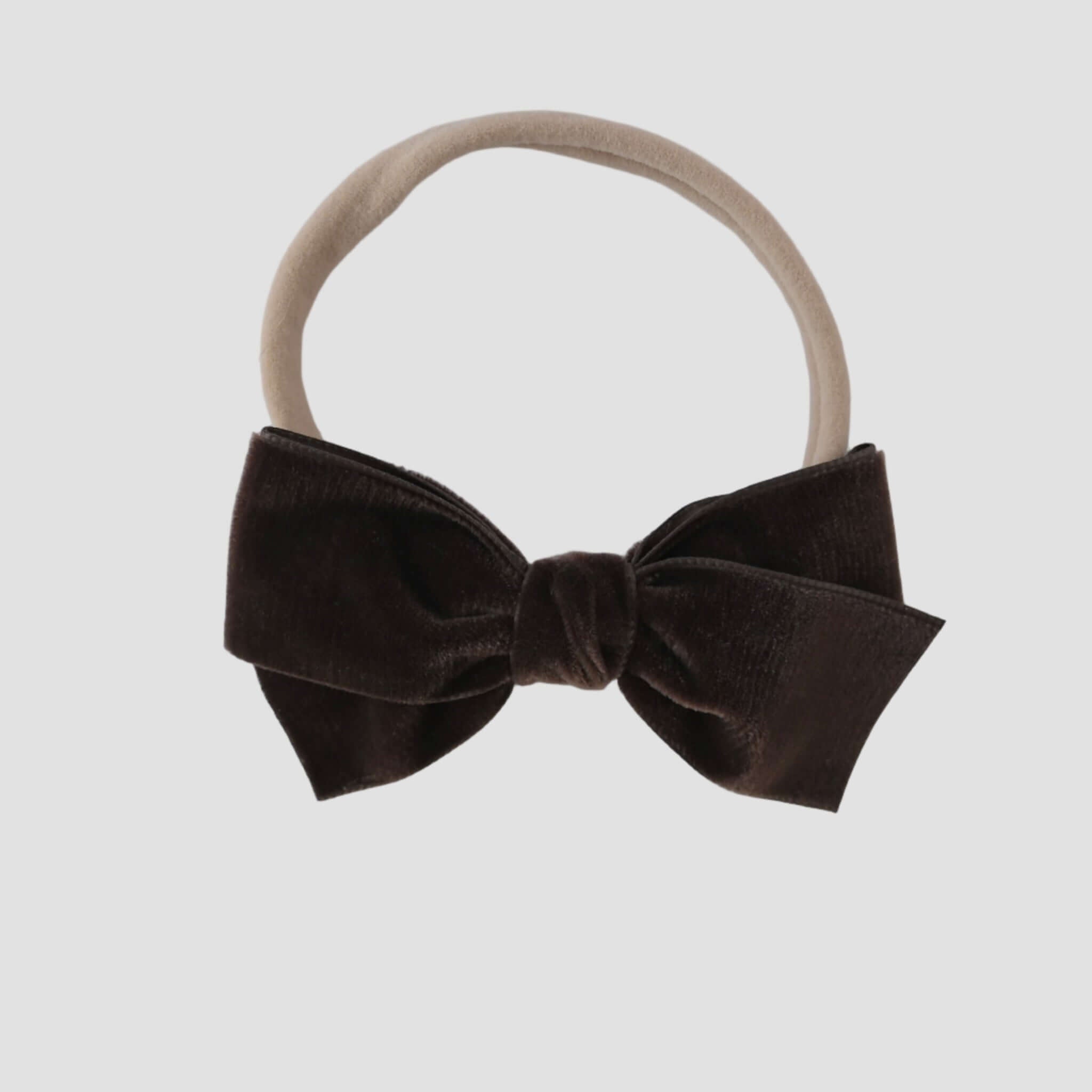 Brown velvet kayla bow headband