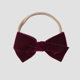 Burgundy red velvet kayla bow headband