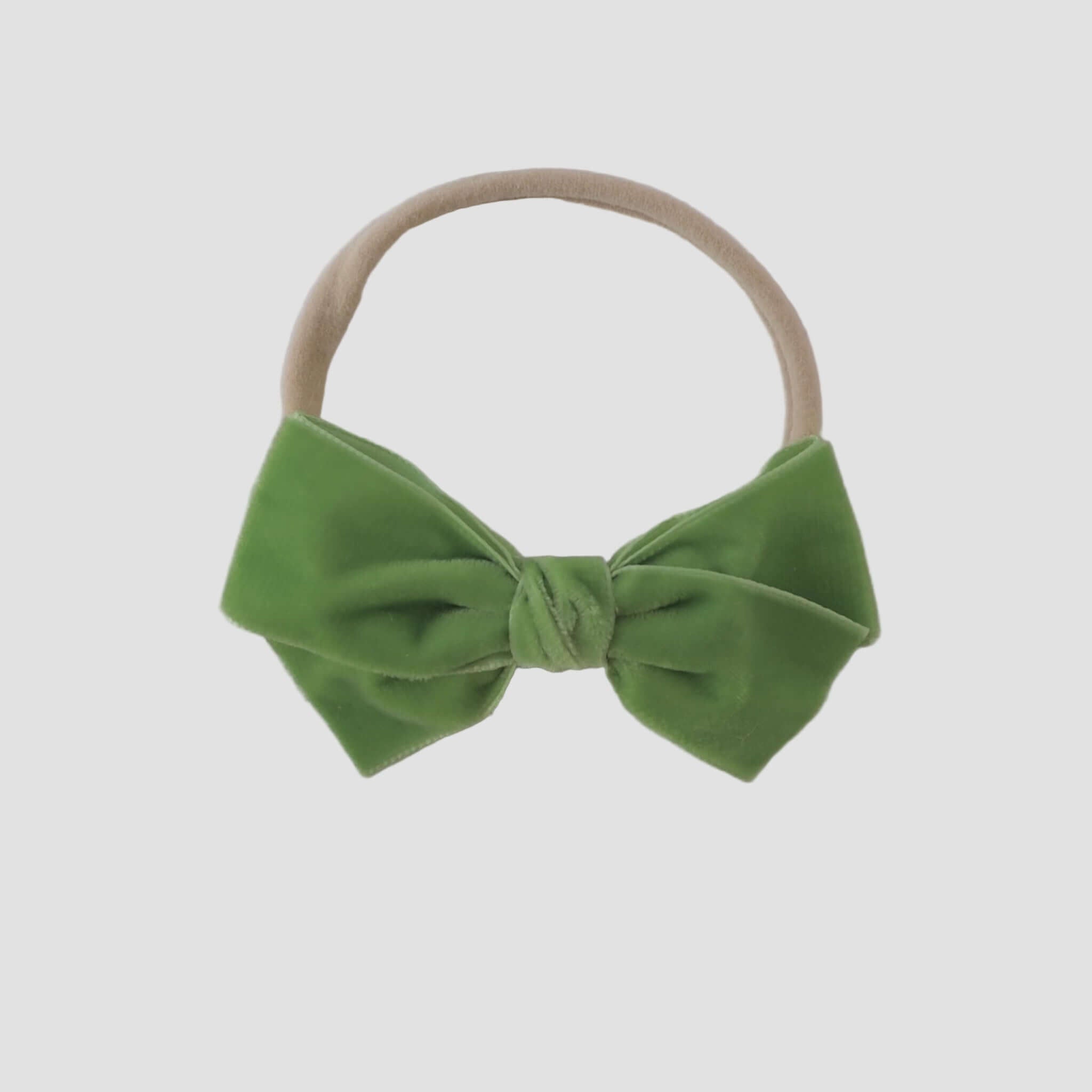 Celery green velvet kayla bow headband