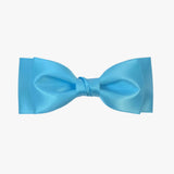 Ava satin bow in copen blue on a white background