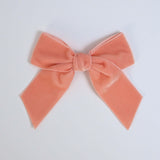 coral Kayla velvet bow for girls