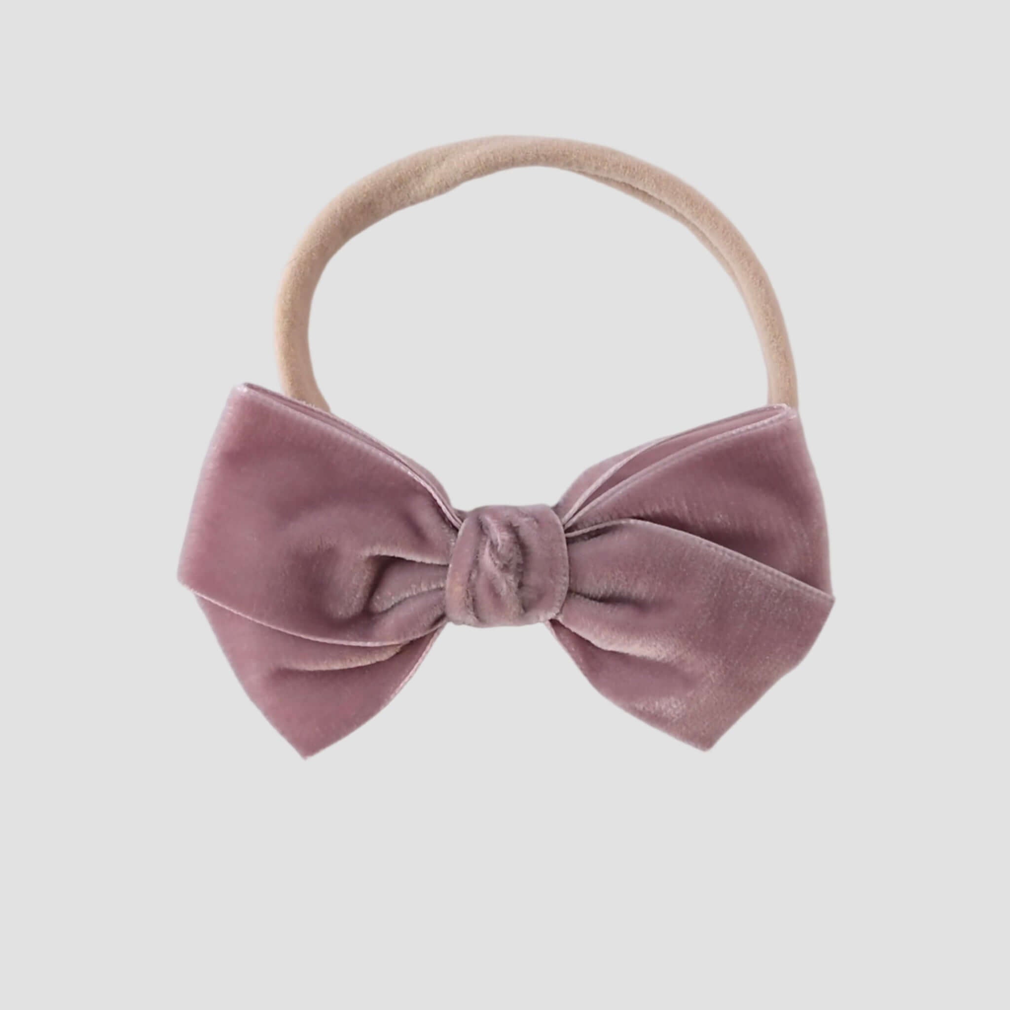 Dusty rose pink velvet kayla bow headband