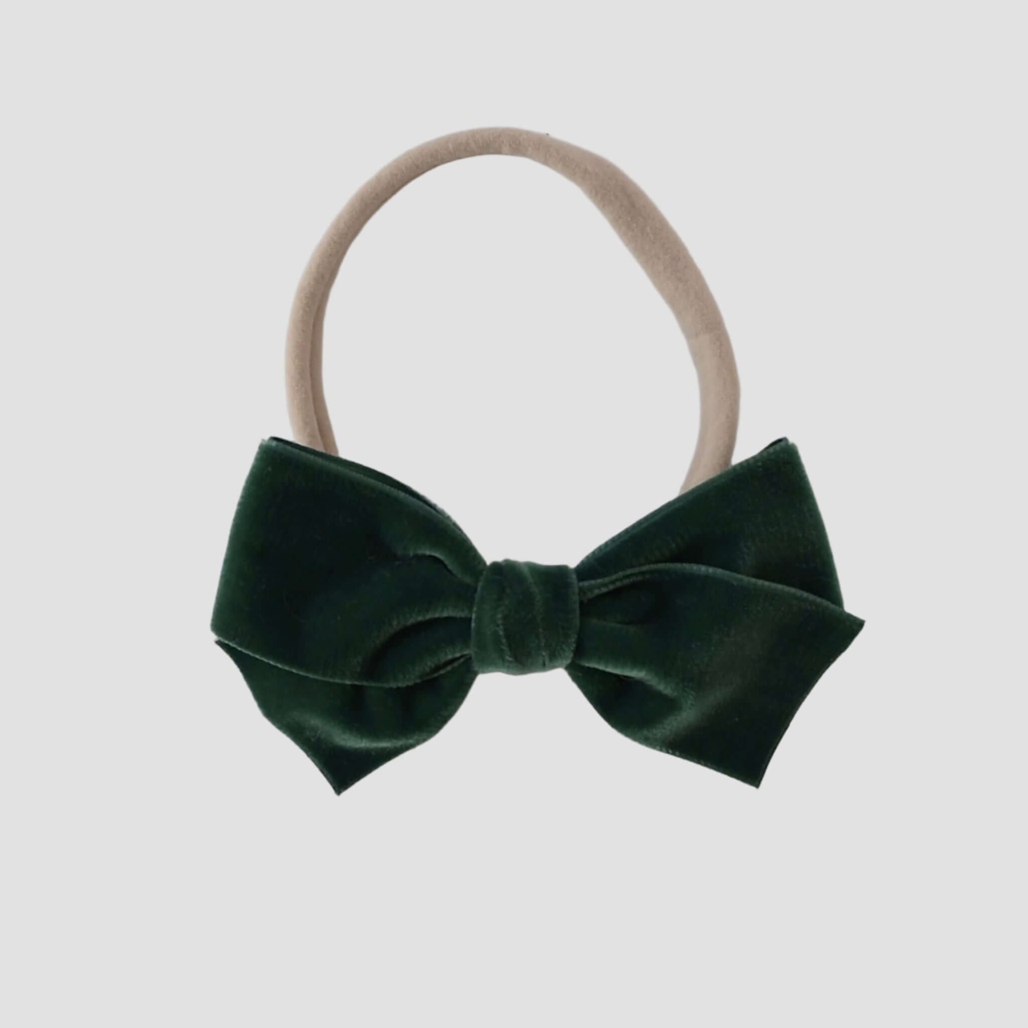 Evergreen velvet kayla bow headband