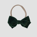 Evergreen velvet kayla bow headband