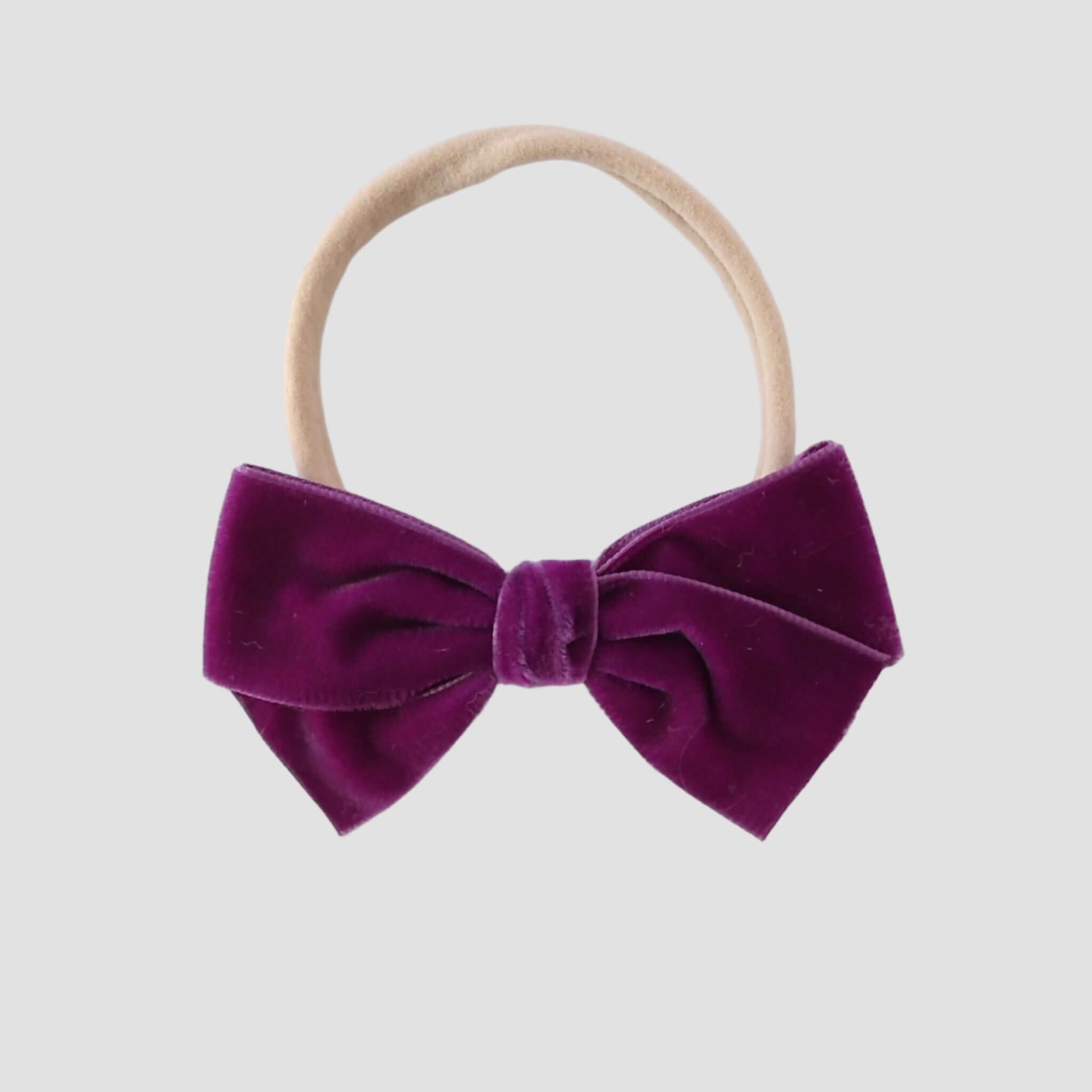 Fuchsia purple velvet kayla bow headband
