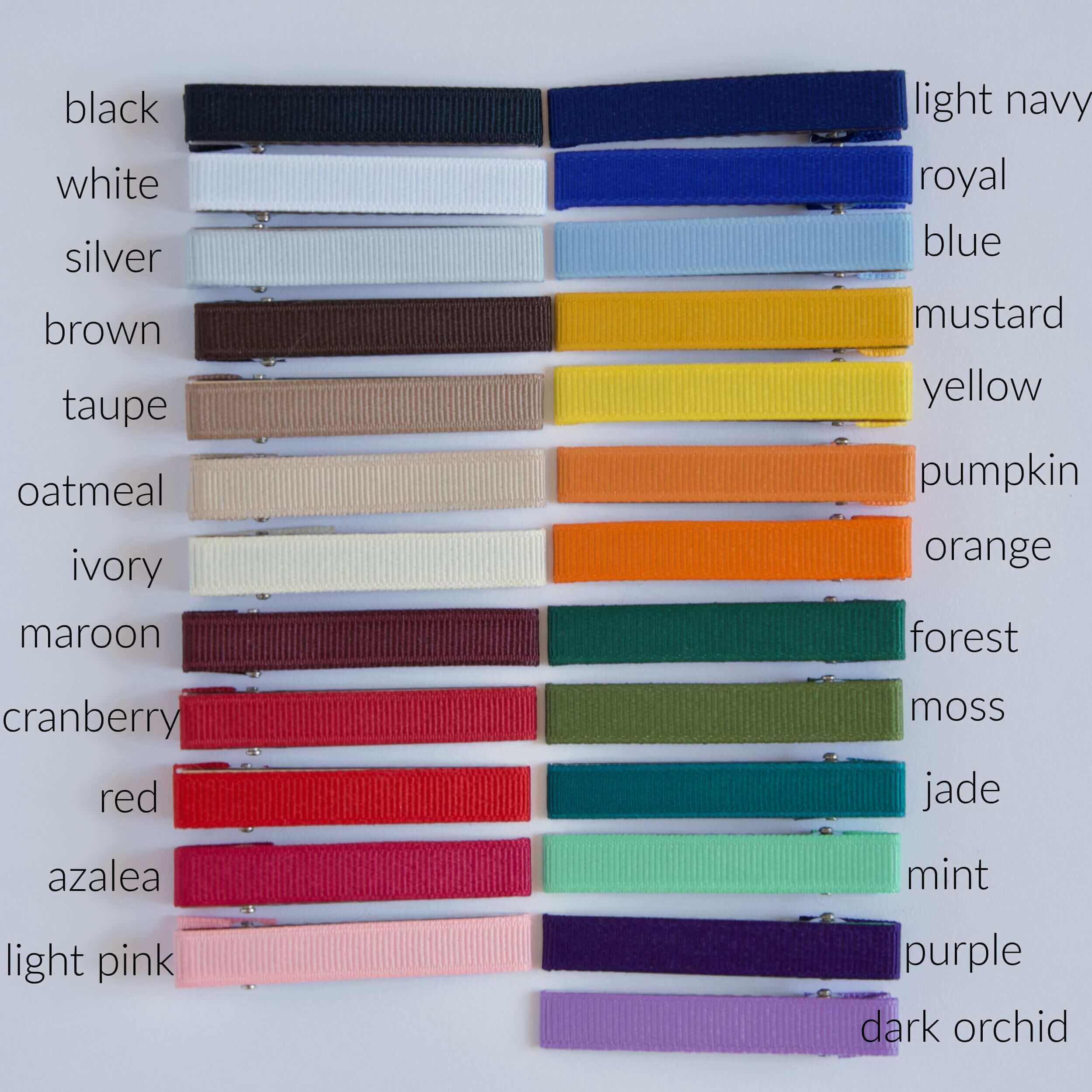 Color swatches of grosgrain color choices.