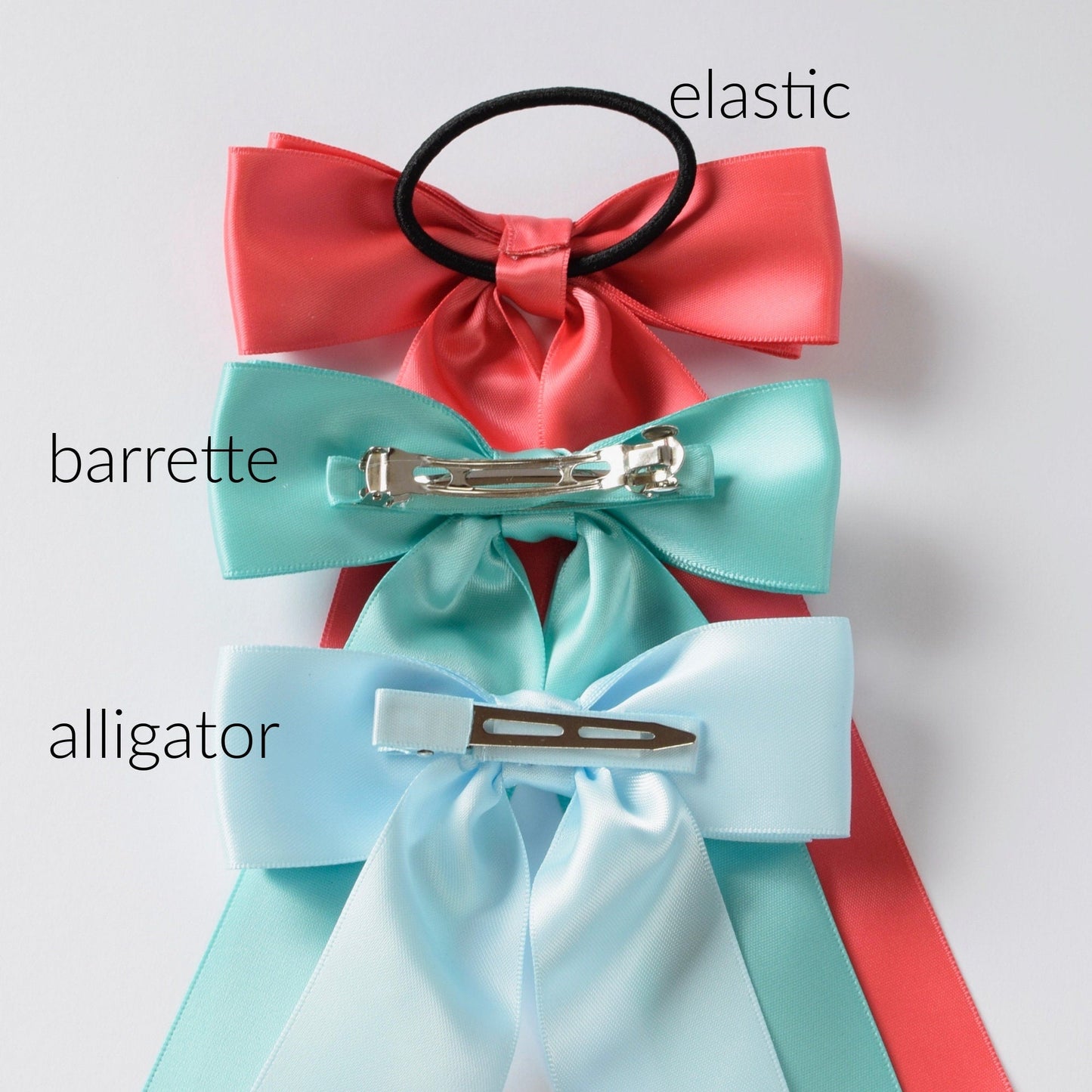 Satin Tie Bow, Satin Barrette Bow, Long Tail Hair Bows, Women Bows, Hair Bows for Girls, Adult Bow, Hair Bows for Women, Hair Bows, Hair Tie
