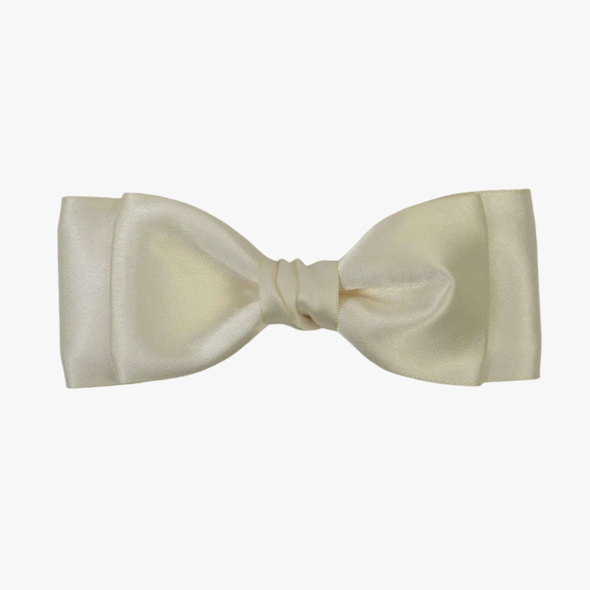 Ava satin bow in ivory on a white background