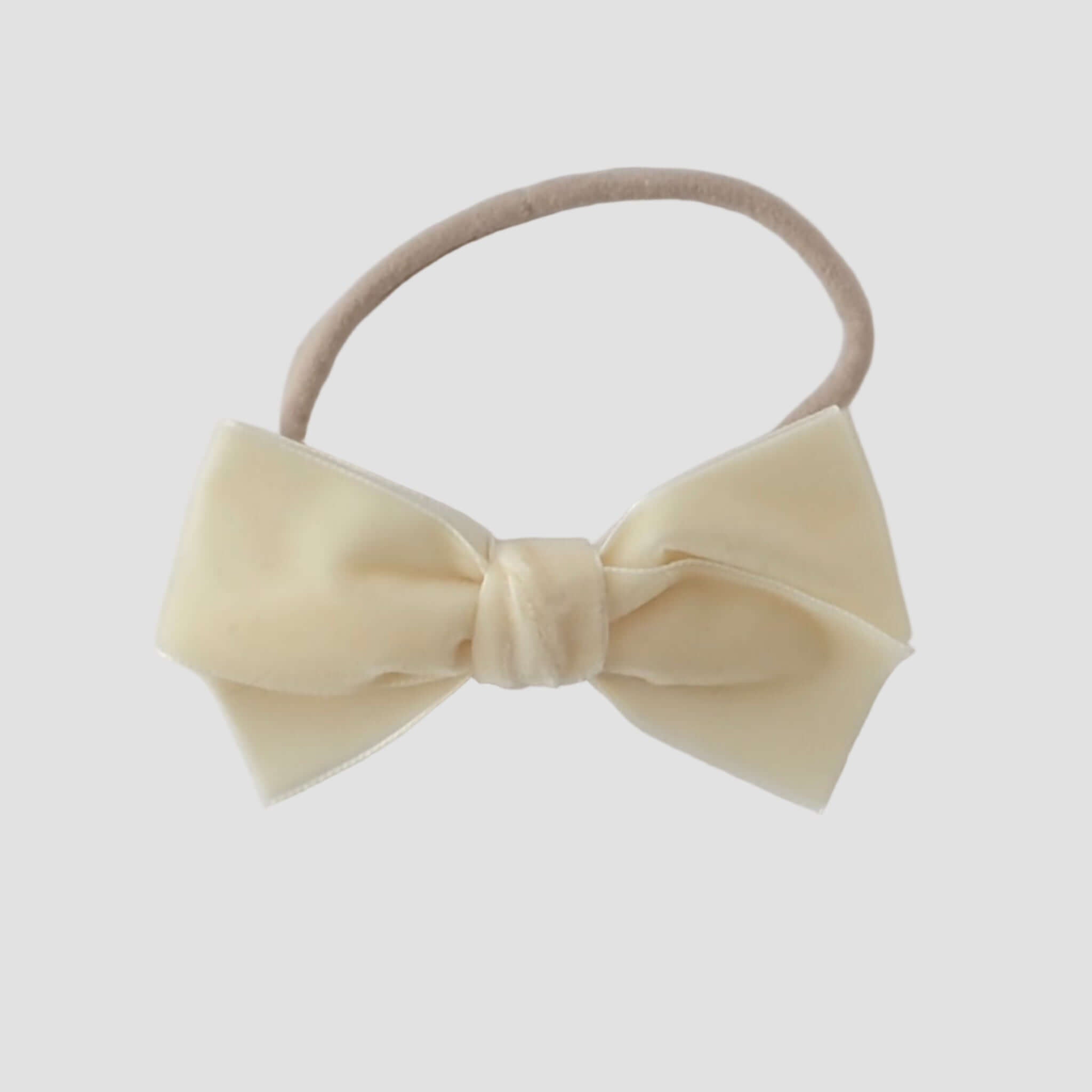 Ivory velvet kayla bow headband