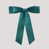Grace satin hair bow in jade green