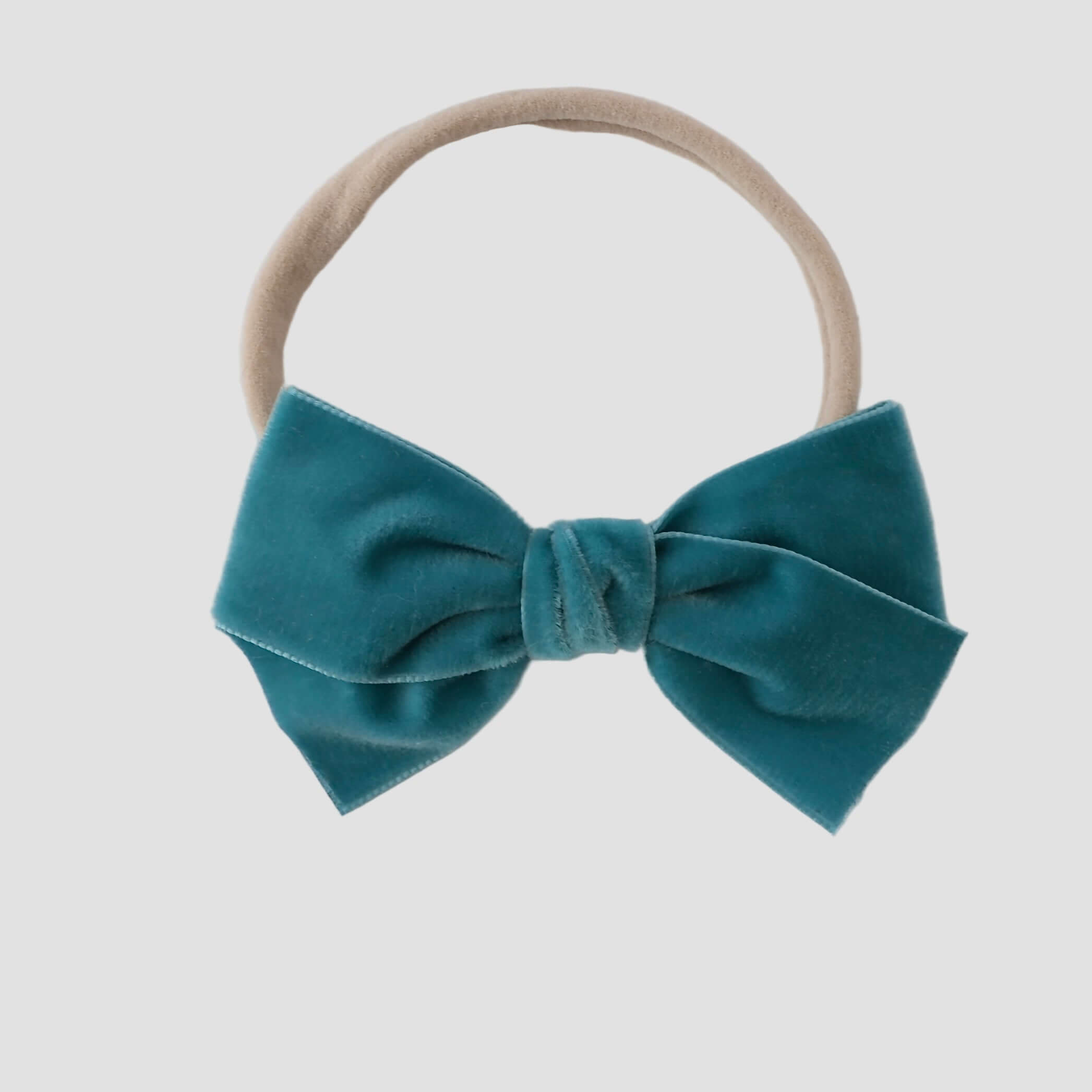 Jade green velvet kayla bow headband