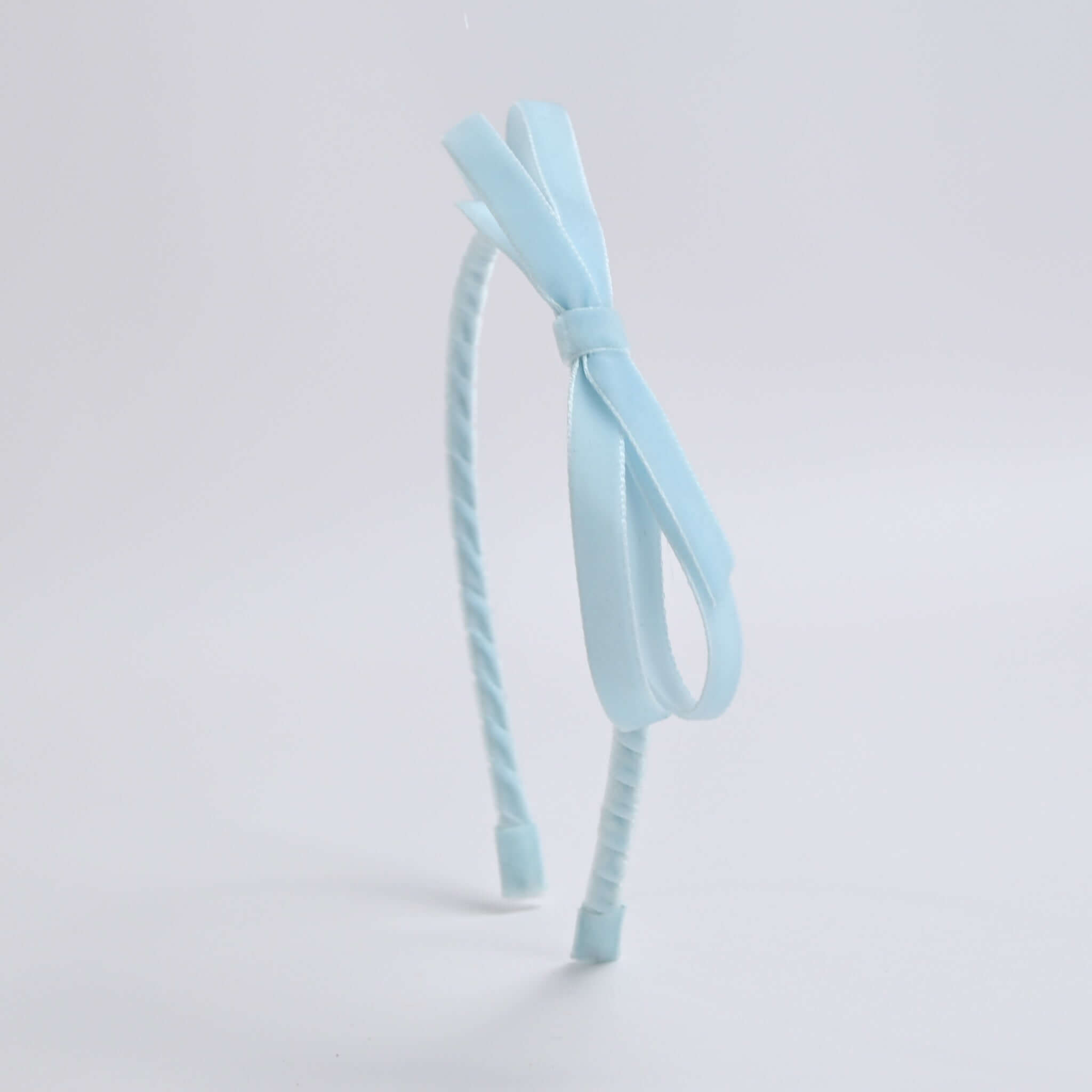 light blue velvet bow headband for girls
