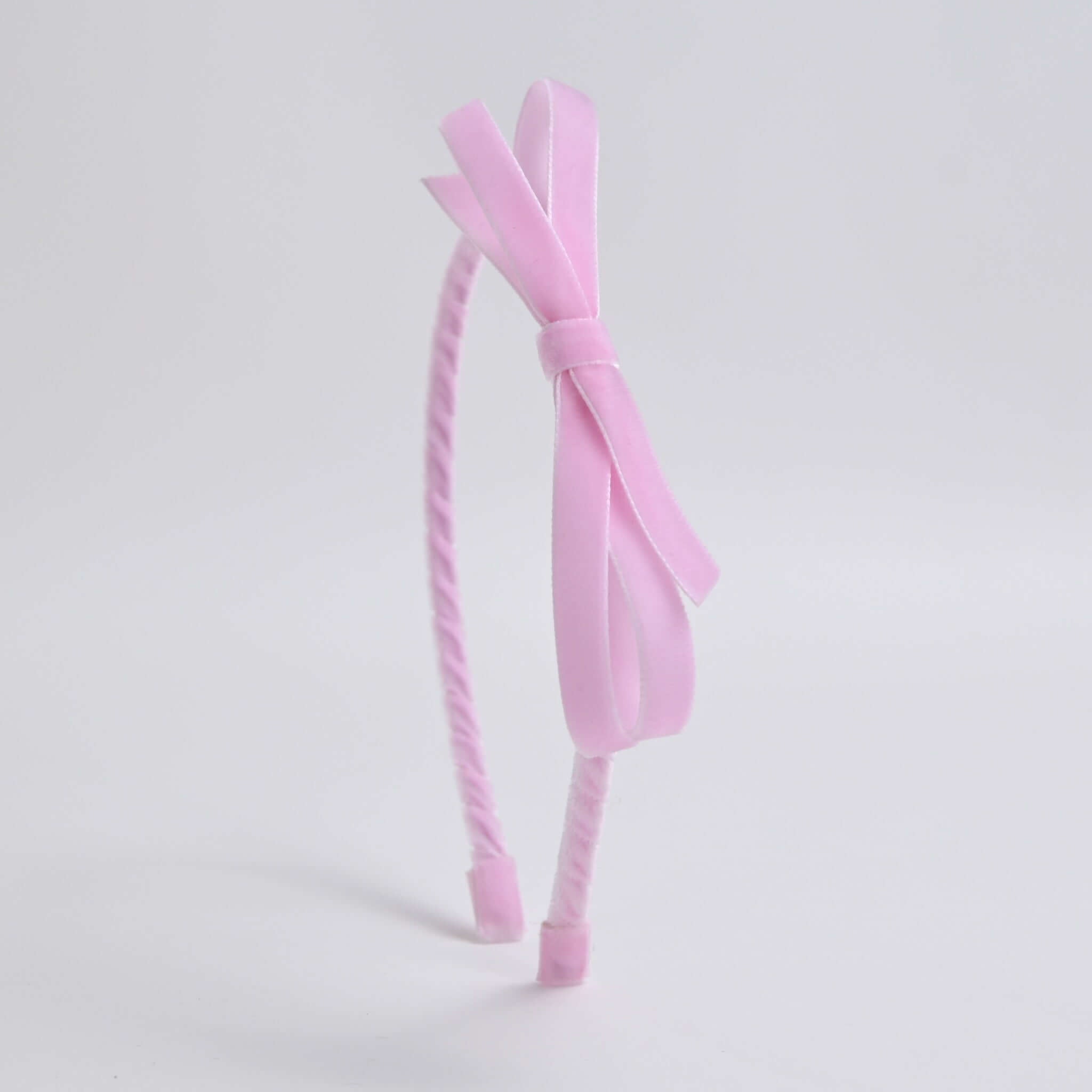 light pink velvet bow headband for girls