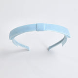 light blue velvet bow headband for women long tail velvet ribbon headband