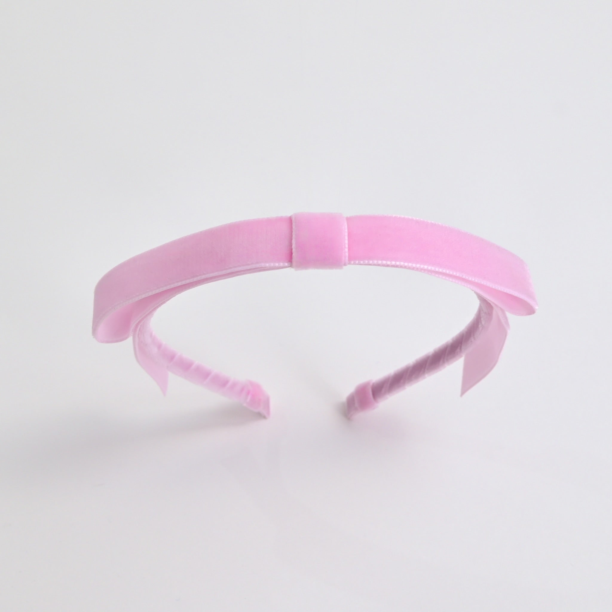light pink velvet bow headband for women long tail velvet ribbon headband