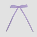 Lilac Olivia velvet hair bow for women with long tails on white background
