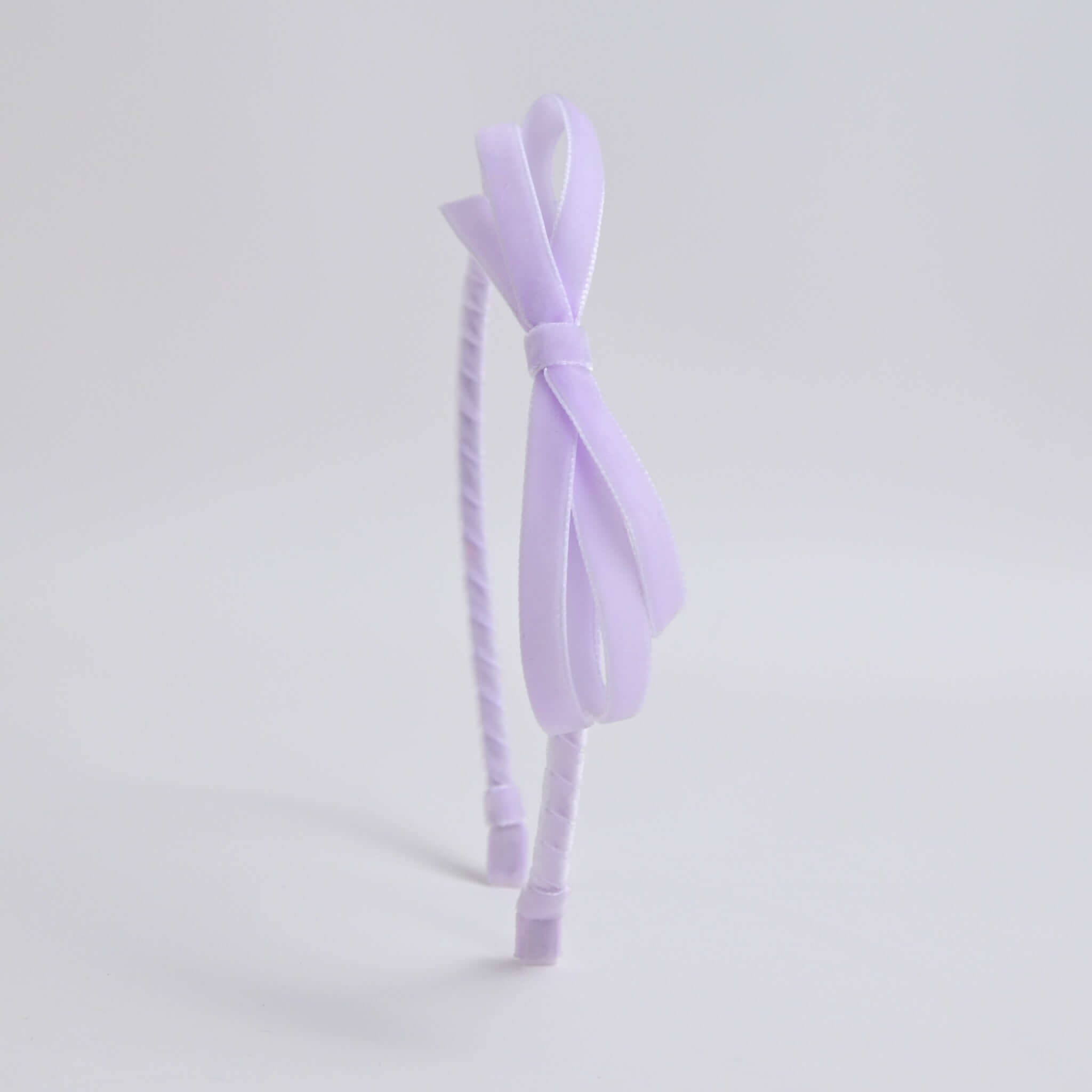 lilac velvet bow headband for girls