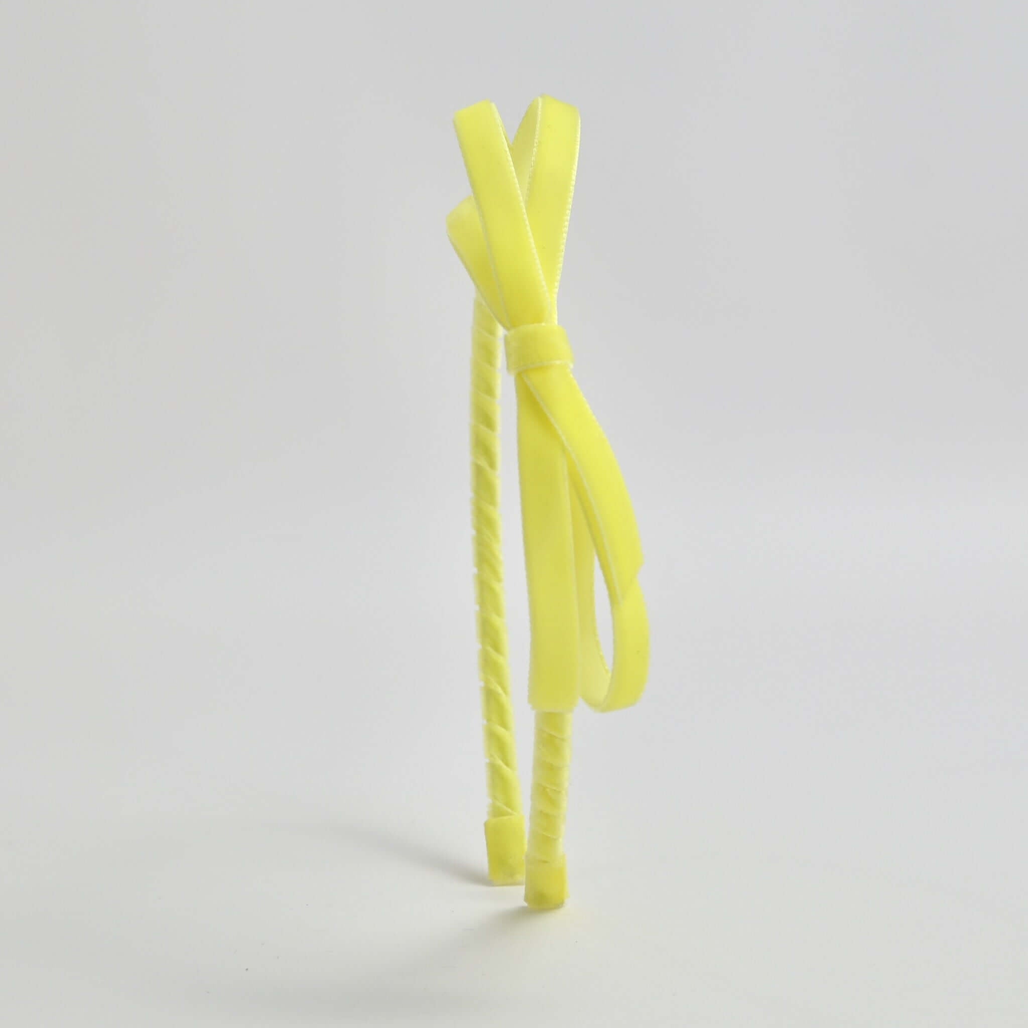 light yellow velvet bow headband for girls