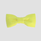 Light yellow - maize velvet bow tie on a white background