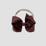 Maroon red bow on a ude nylon headband