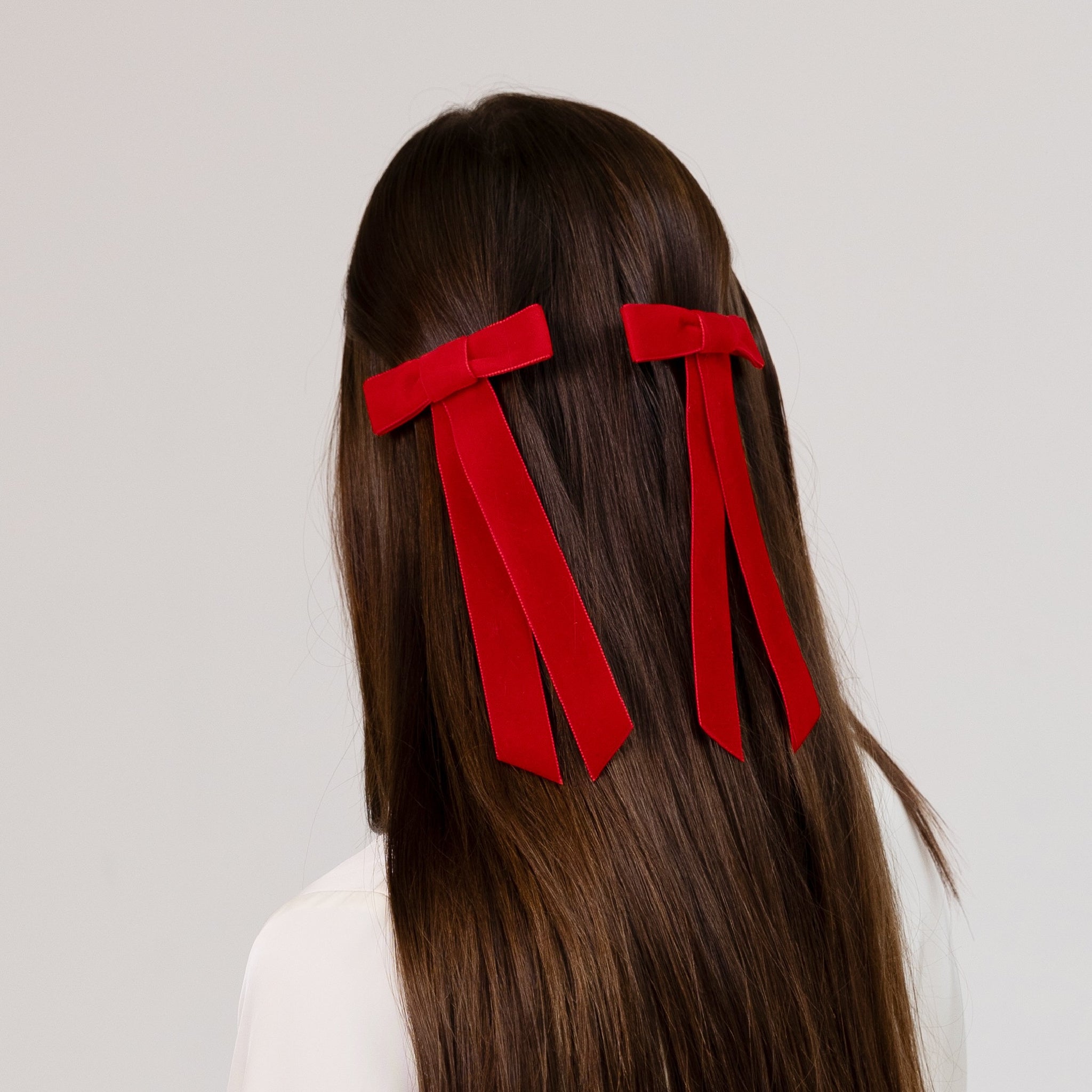 Zoe Mini Velvet Bow | Red