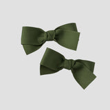 Pigtail set in Moss green - 3 inch bow 