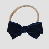 Navy blue velvet kayla bow headband