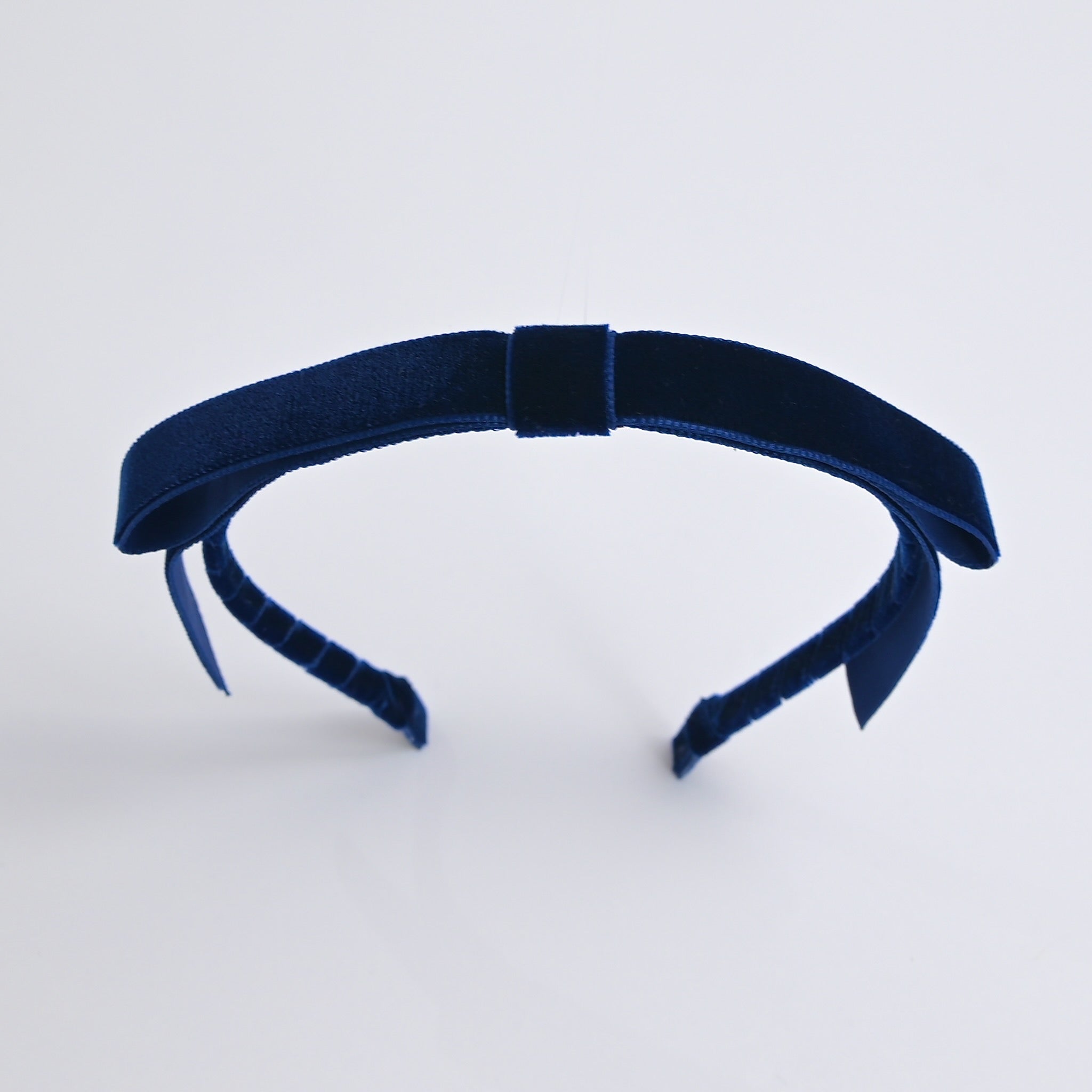 navy velvet bow headband for women long tail velvet ribbon headband