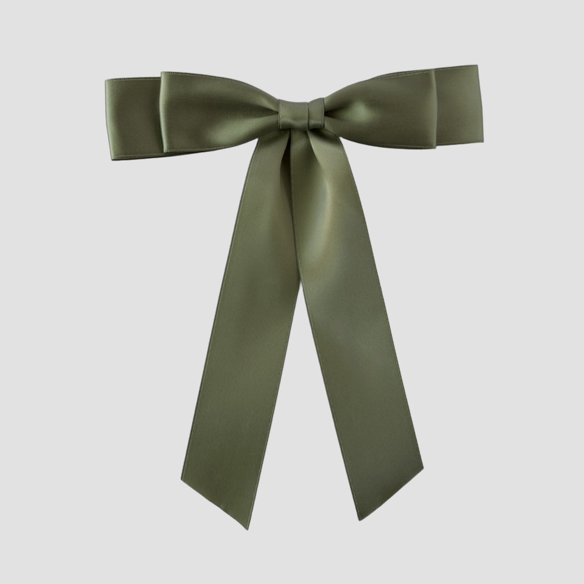 Grace satin bow in olive green