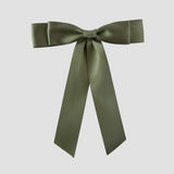 Grace satin bow in olive green