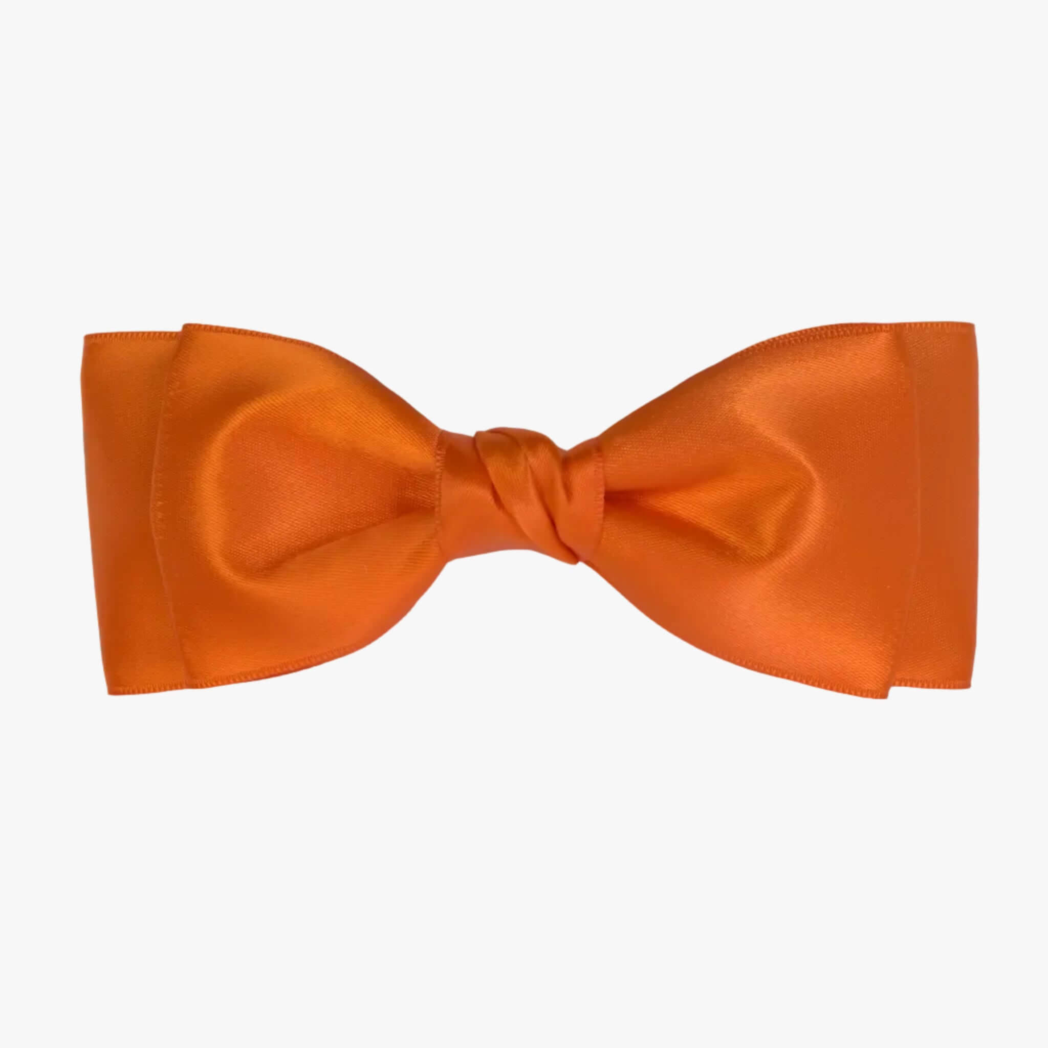 Ava satin bow in orange on a white background