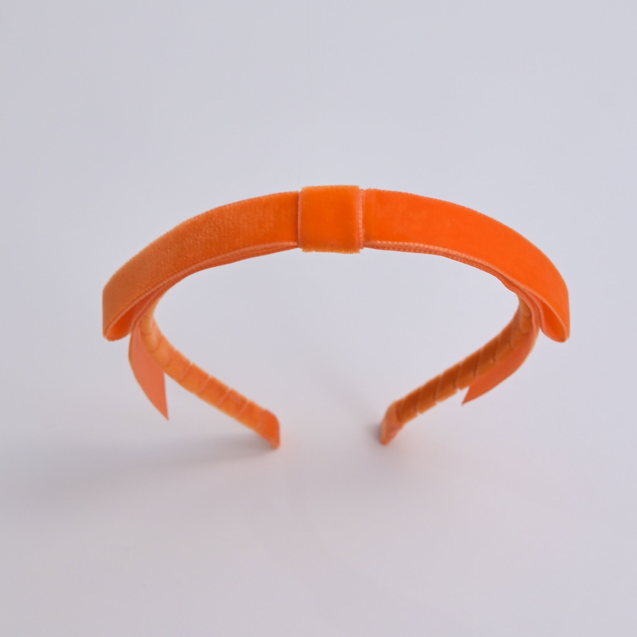 orange velvet bow headband for women long tail velvet ribbon headband