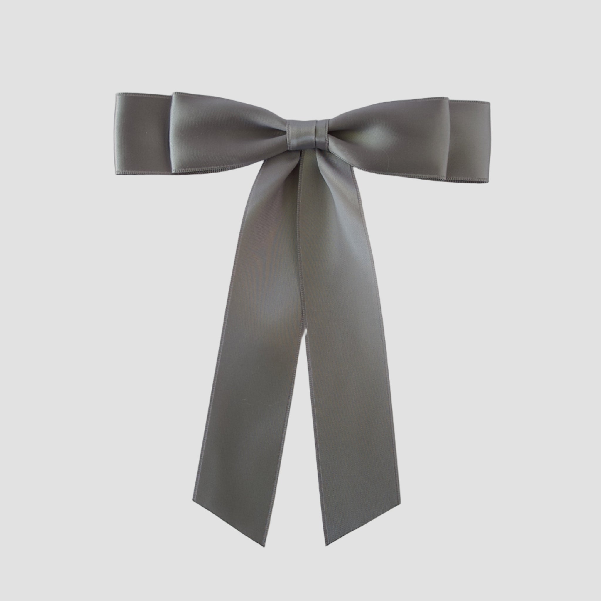 Grace satin bow in pewter grey