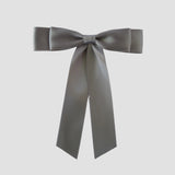 Grace satin bow in pewter grey