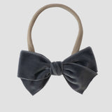 Pewter grey velvet kayla bow headband