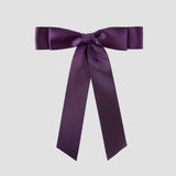 Grace satin hair bow in plum purple