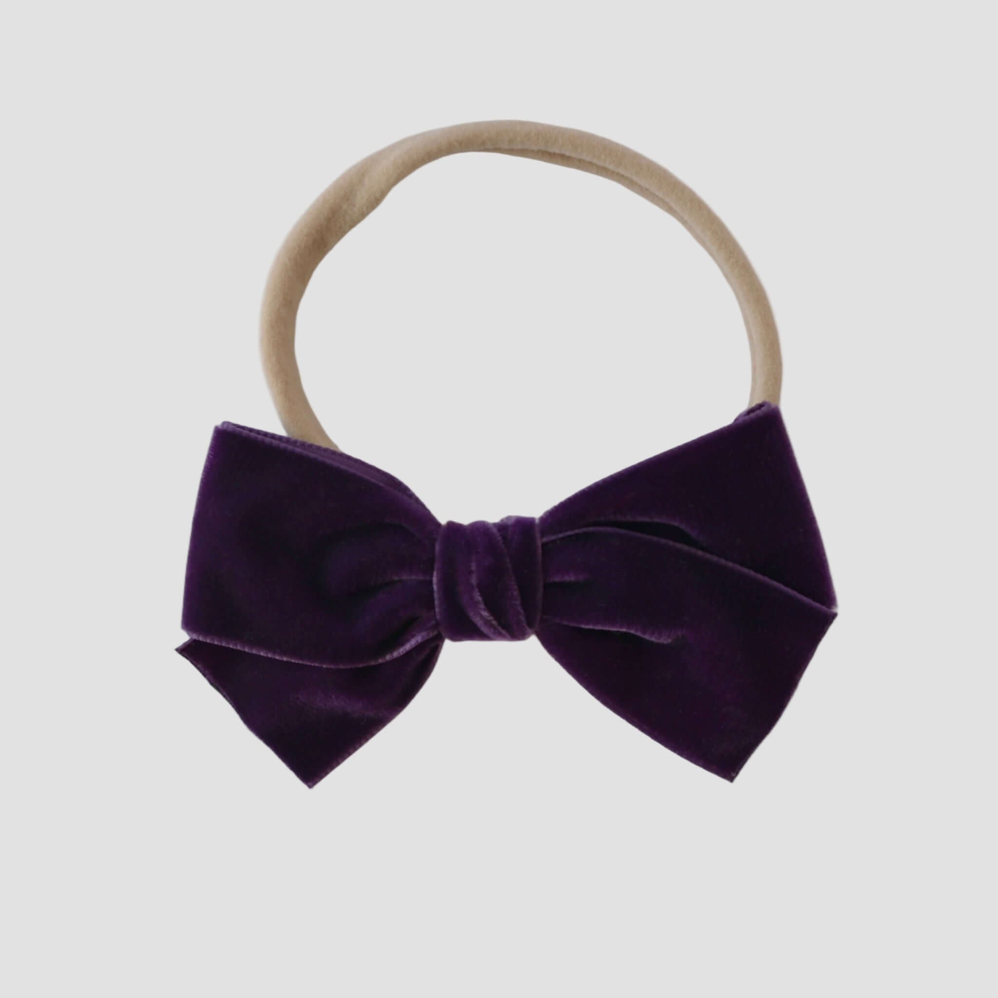 Plum purple velvet kayla bow headband