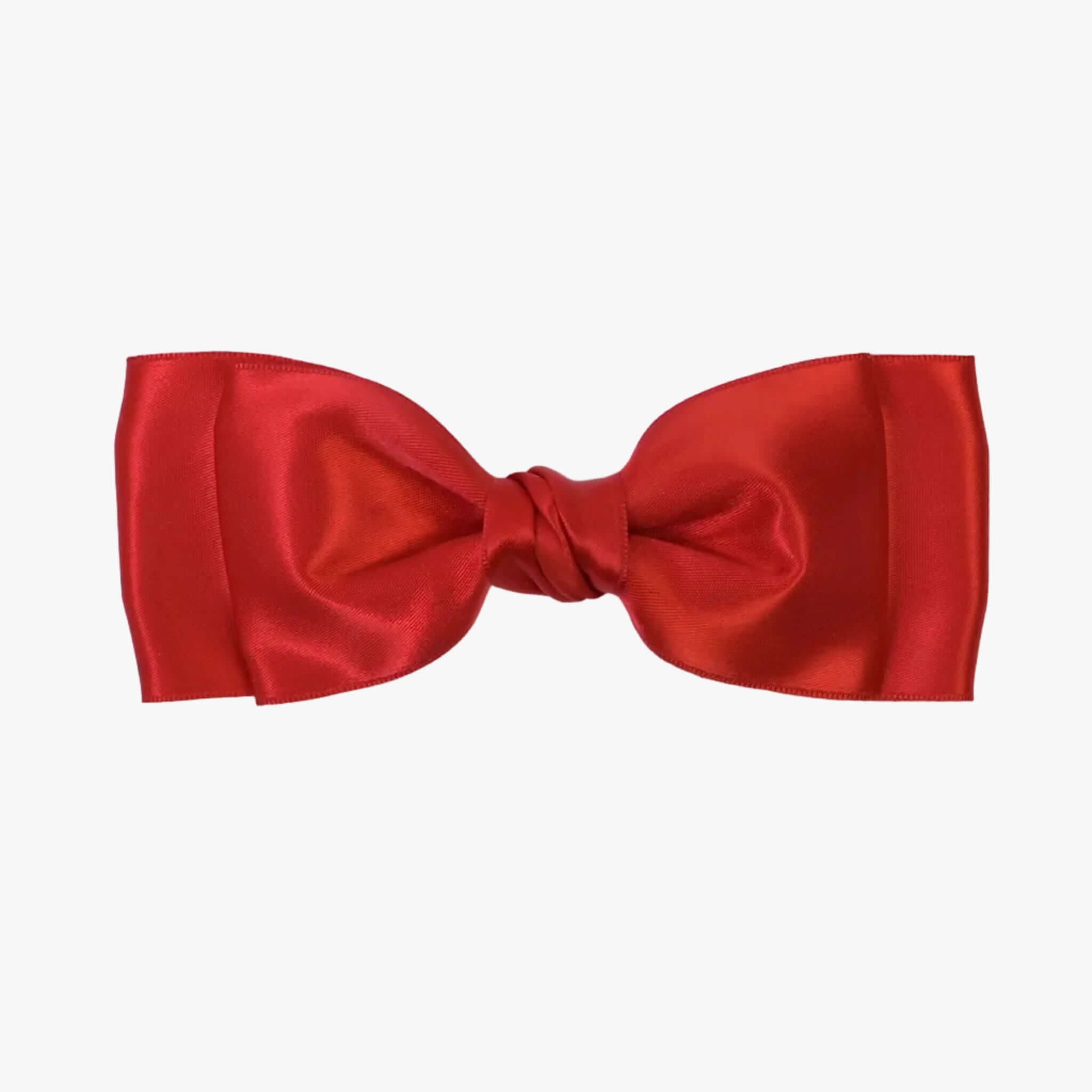 Ava satin bow in red on a white background