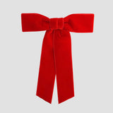 Red Zoe petite velvet hair bow on a white background.