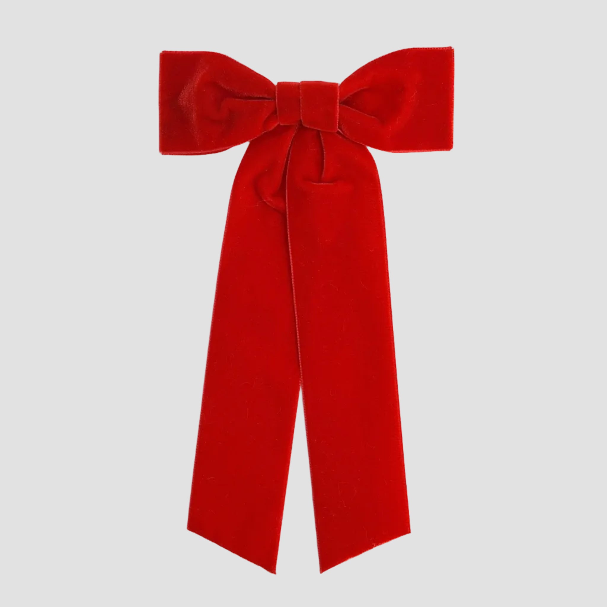 red womens velvet hair bow long tail style