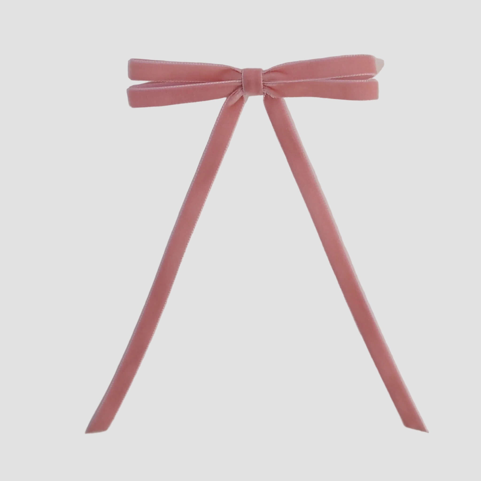 Rose Olivia velvet hair bow for women with long tails on white background