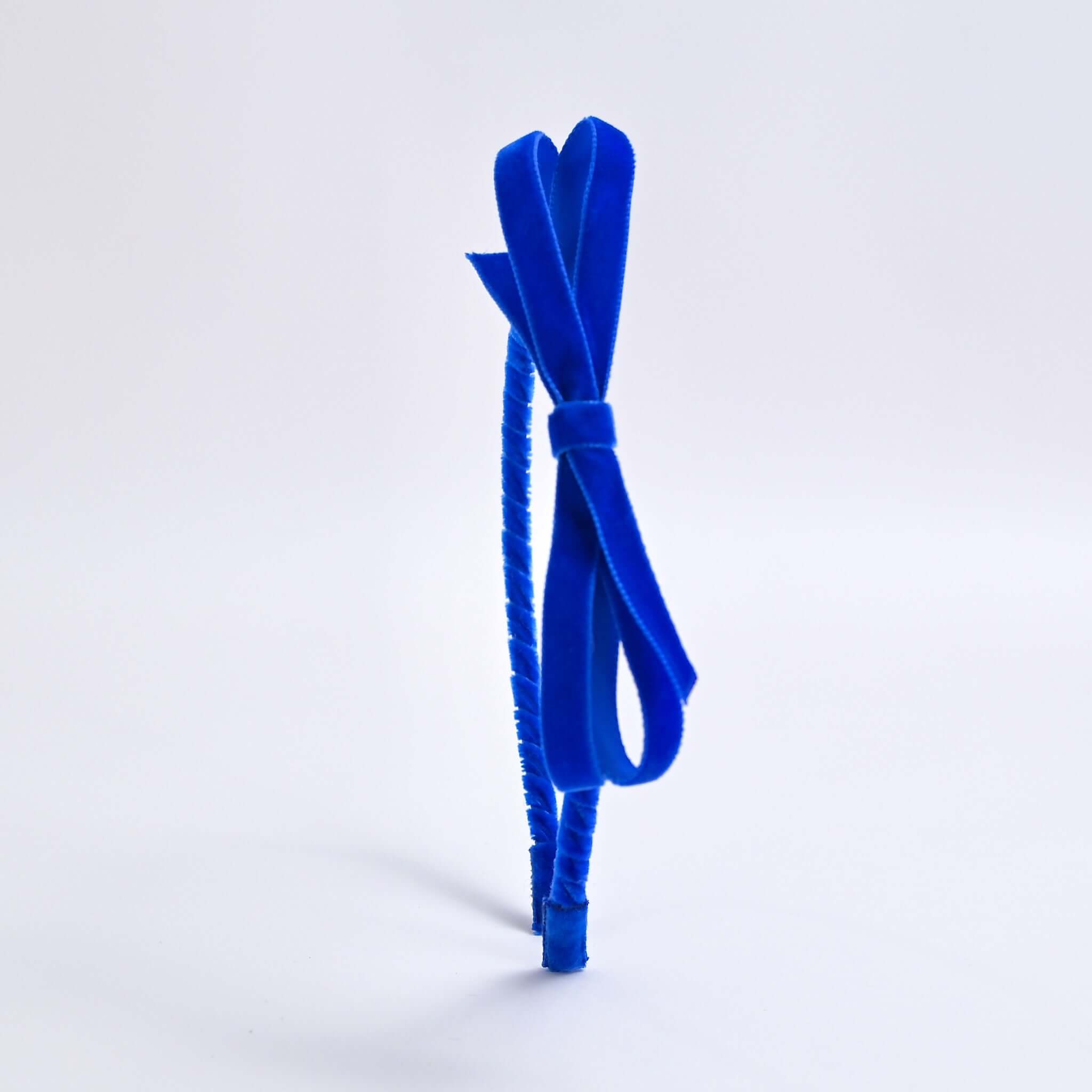 royal blue velvet bow headband for girls