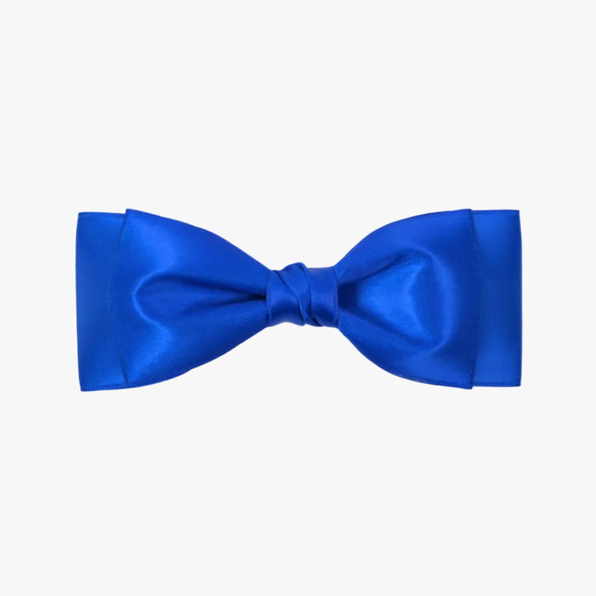 Ava satin bow in royal blue on a white background