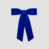 Royal blue Zoe petite velvet hair bow on a white background.