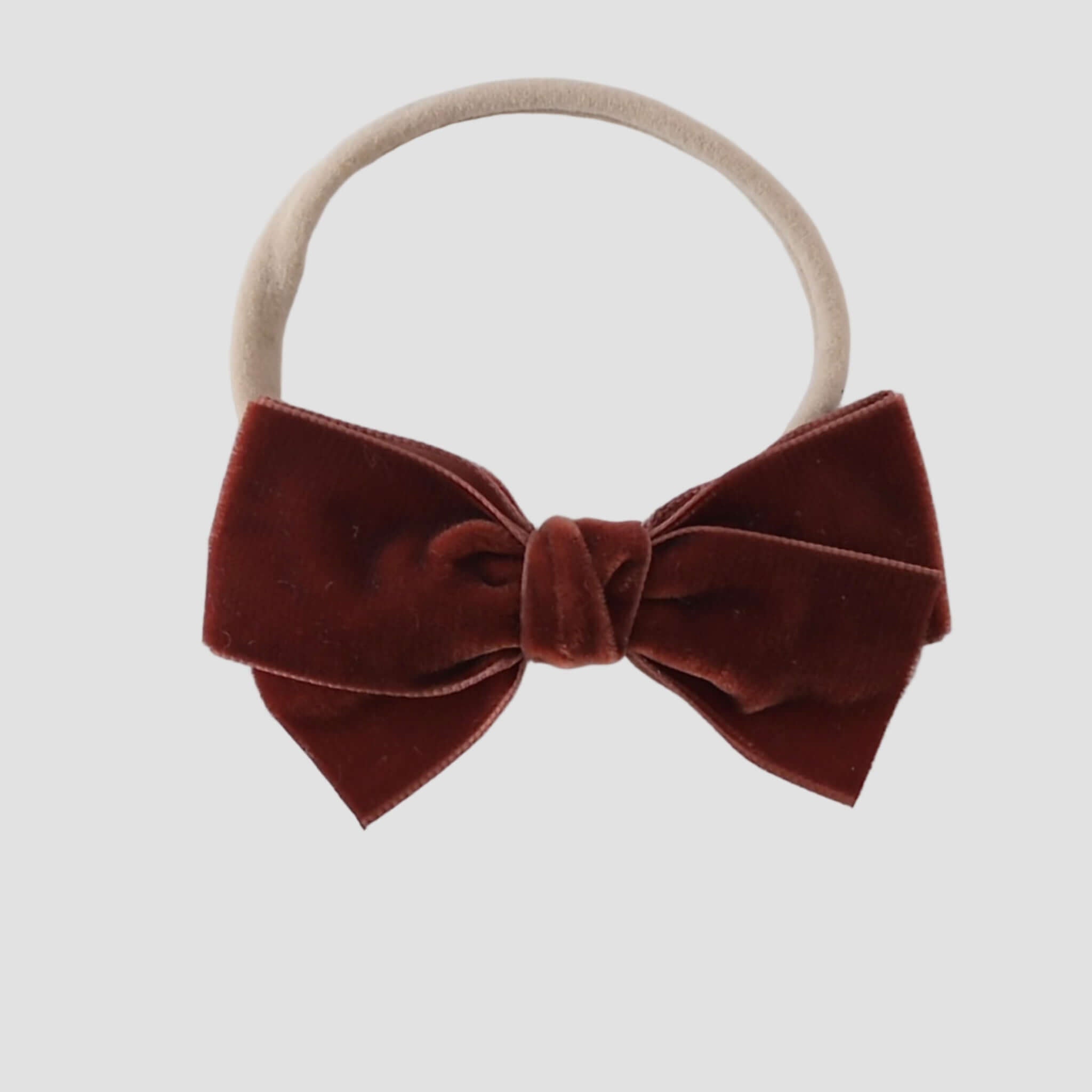 Rust velvet kayla bow headband