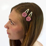 Rose Satin Snap Clip