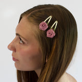 Rose Satin Snap Clip