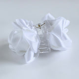 White Satin Flower Claw Clip