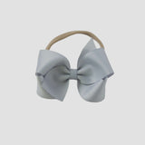 Silver gray bow on a nude nylon headband