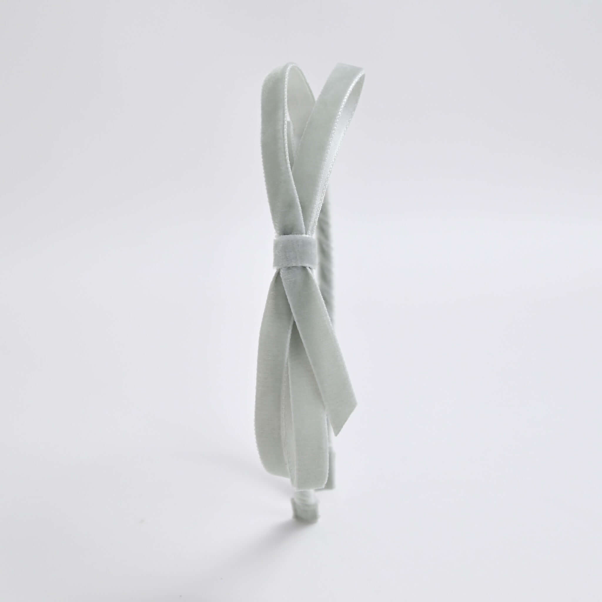 silver gray velvet bow headband for girls